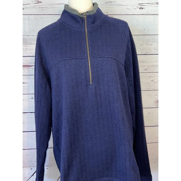 REI Mens Sweater XL 1/2 Zip Pullover Mock Turtleneck Extra Large Navy‎ Mens Ski - Picture 4 of 9